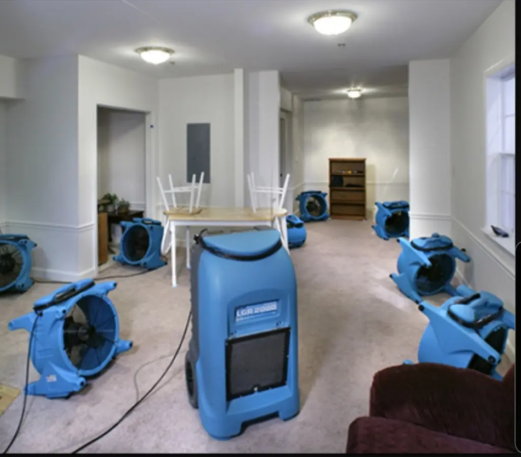 Air movers and dehumidifier setup for Water Extraction & Removal in El Cerrito