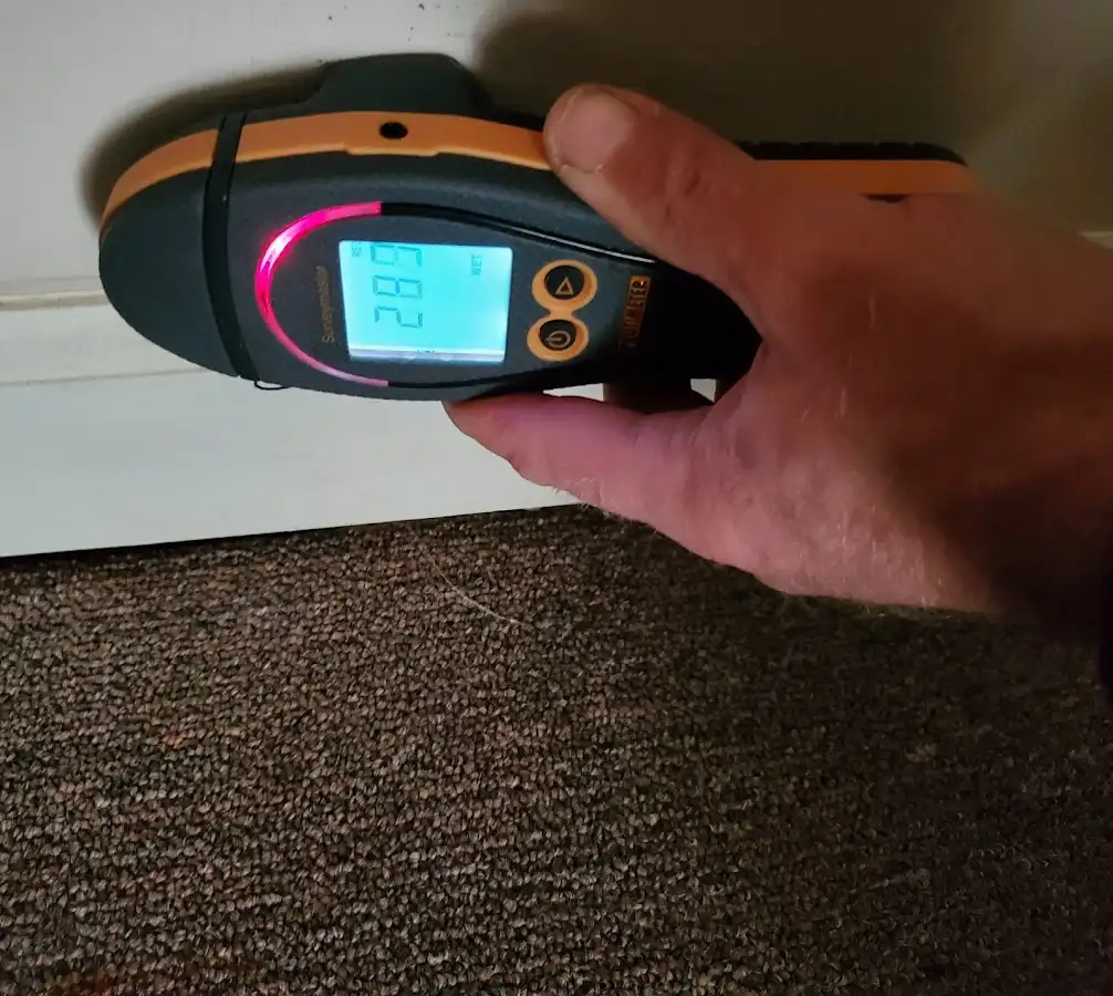 Moisture detection at baseboard during Burst Pipe Cleanup in El Cerrito